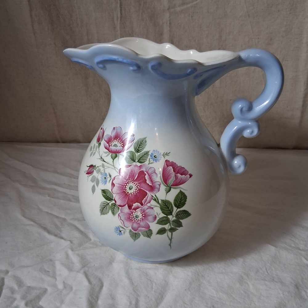 Ceramic Pitcher with Floral Design
